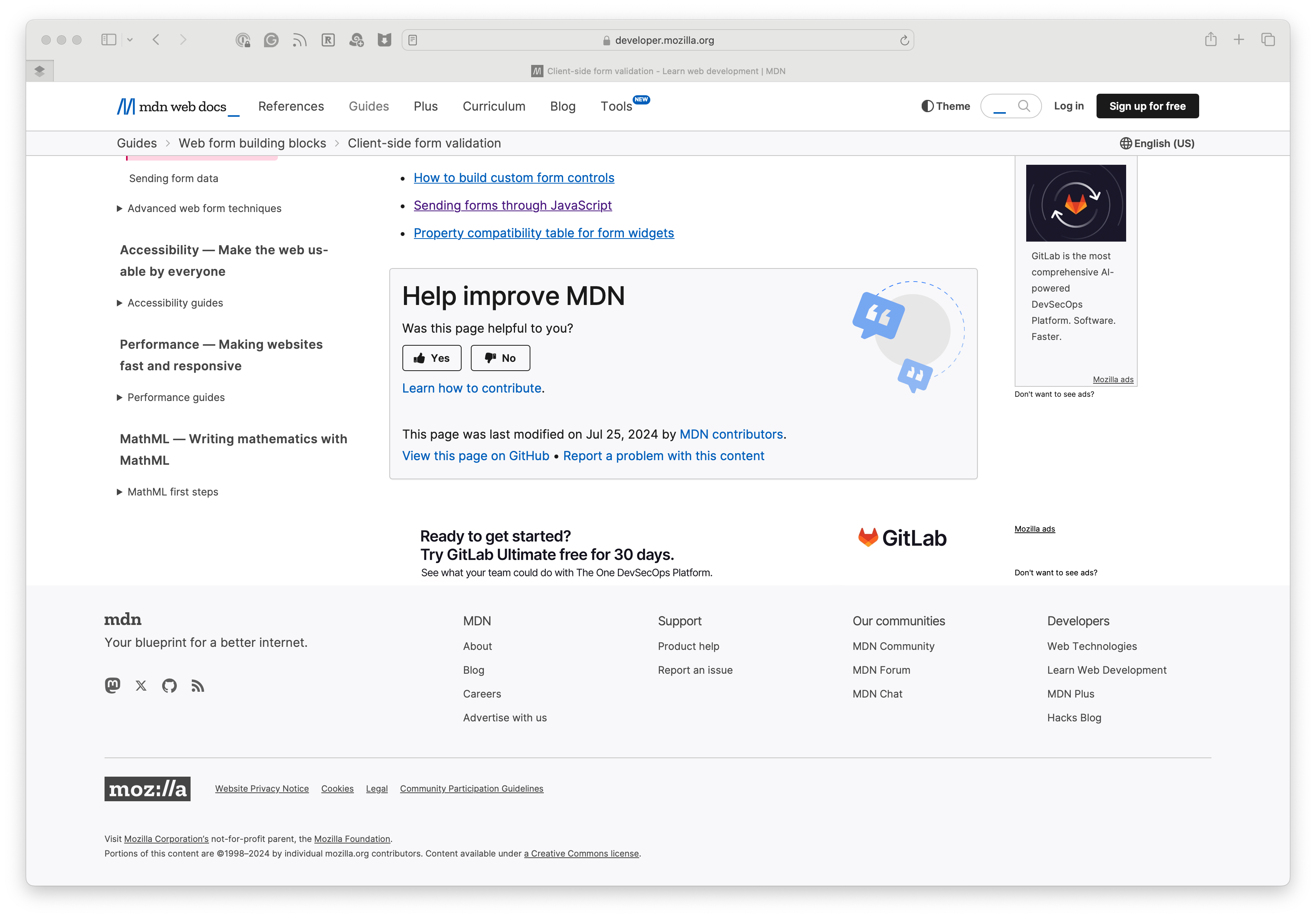 MDN Web Docs feedback widget is a simple thumbs up/down rating that submits immediately